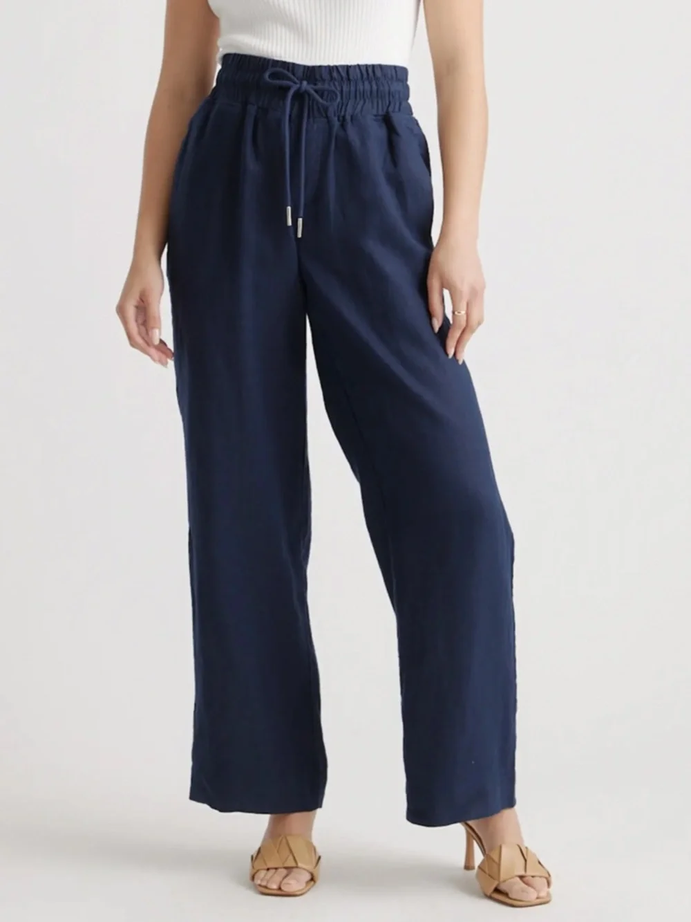Quince Linen Wide Leg Pants Navy